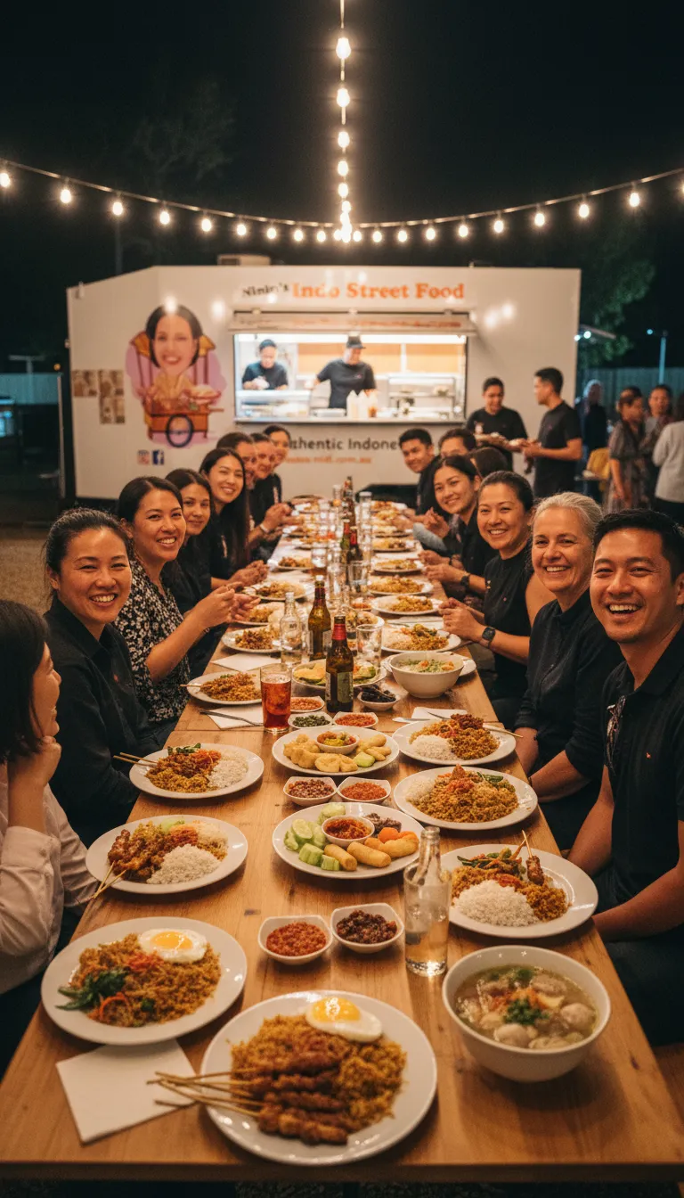 Ninin's buffet line at a community club function in Adelaide